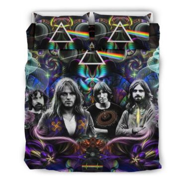 Dark Side Of The Moon Psychedelic Abstract Art Pink Floyd Bedding Set