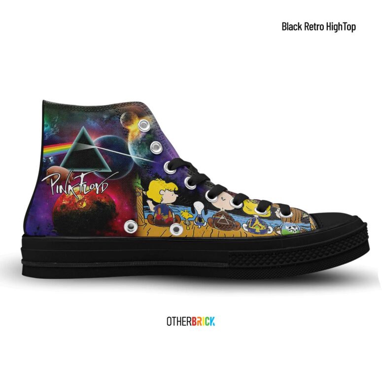 Snoopy Family Back Art Dark Side Of The Moon Eclipse - Pink Floyd Canvas Shoes