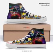 Snoopy Family Back Art Dark Side Of The Moon Eclipse – Pink Floyd High Top Canvas Shoes White Retro Hightop 2stripe - OtherBrick