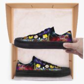 Snoopy Family Back Art Dark Side Of The Moon Eclipse – Pink Floyd Low Top Retro Canvas Shoes Mockup Black - OtherBrick