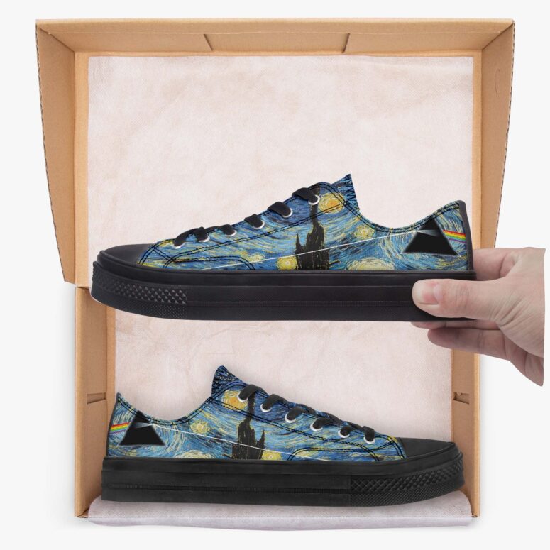 Starry Night Dark Side Of The Moon Van Gogh - Pink Floyd Canvas Shoes Starry Night Dark Side Of The Moon Van Gogh - Pink Floyd Canvas Shoes