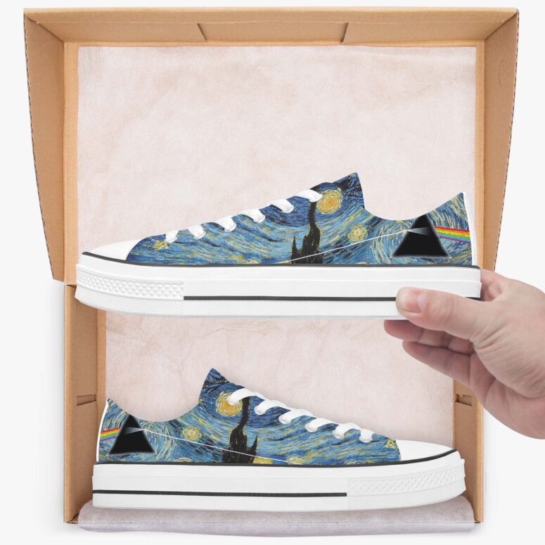 Starry Night Dark Side Of The Moon Van Gogh - Pink Floyd Canvas Shoes Starry Night Dark Side Of The Moon Van Gogh - Pink Floyd Canvas Shoes