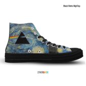 Starry Night Dark Side Of The Moon Van Gogh – Pink Floyd Black Retro Hightop - OtherBrick