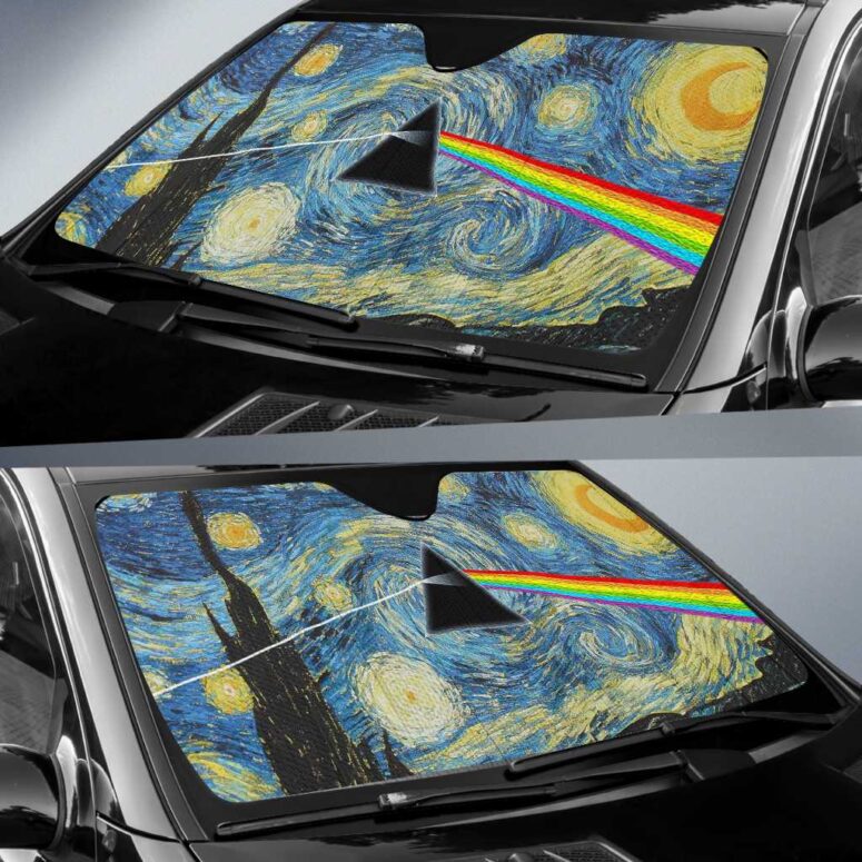 Starry Night Dark Side Of The Moon Van Gogh Pink Floyd Auto Sun Shade Starry Night Dark Side Of The Moon Van Gogh Pink Floyd Auto Sun Shade