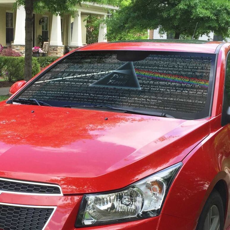 Pink Floyd Lyric Collage Prism Vintage Auto Sun Shade