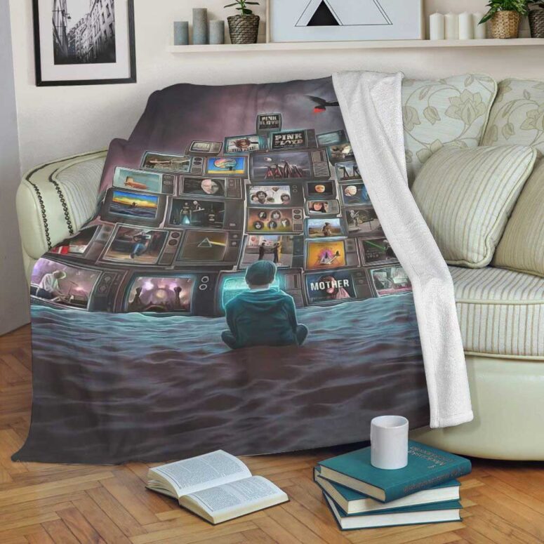 Pink Floyd Fleece Blanket - Boy Watching Pink Floyd Show Premium
