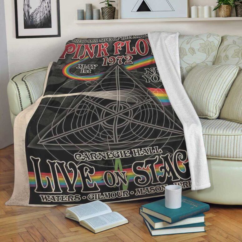 Pink Floyd Fleece Blanket - Carnegie Hall Dark Side Of The Moon Tour Poster Premium