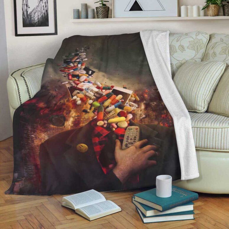 Pink Floyd Fleece Blanket - Comfortably Numb Premium Pink Floyd Fleece Blanket - Comfortably Numb Premium
