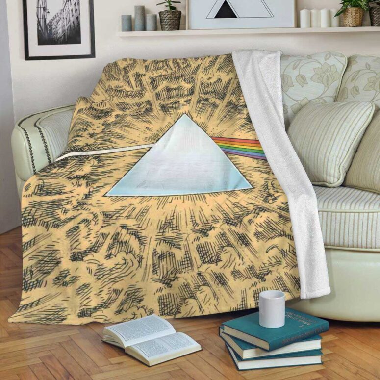 Pink Floyd Fleece Blanket - Dark Side Of The Moon Cartoon Style Premium