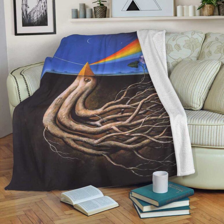Pink Floyd Fleece Blanket - Dark Side Of the Root Art Premium Pink Floyd Fleece Blanket - Dark Side Of the Root Art Premium