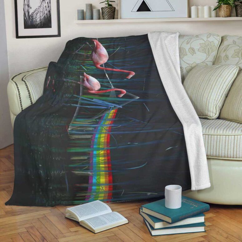 Pink Floyd Fleece Blanket - Flamingo DSOTM Premium Pink Floyd Fleece Blanket - Flamingo DSOTM Premium