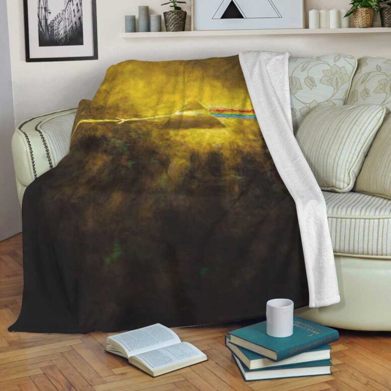 Pink Floyd Fleece Blanket - Golden Dark Side Of The Moon Premium