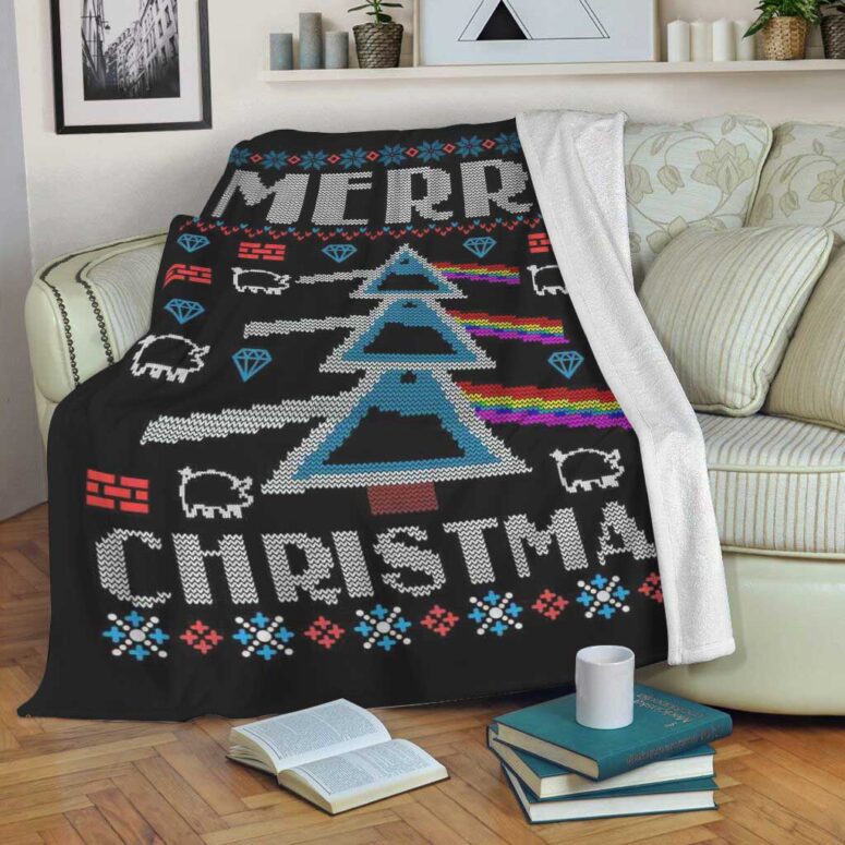 Pink Floyd Fleece Blanket - Merry Christmas Dark Side Of The Moon  Premium