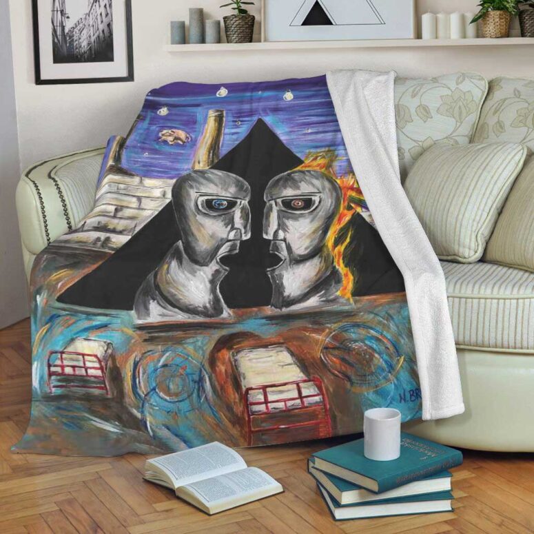 Pink Floyd Fleece Blanket - Album Cover Drawing Art Premium Pink Floyd Fleece Blanket - Album Cover Drawing Art Premium