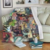 Blanket1 Pink Floyd Albums Collage Premium Fleece Blanket - OtherBrick