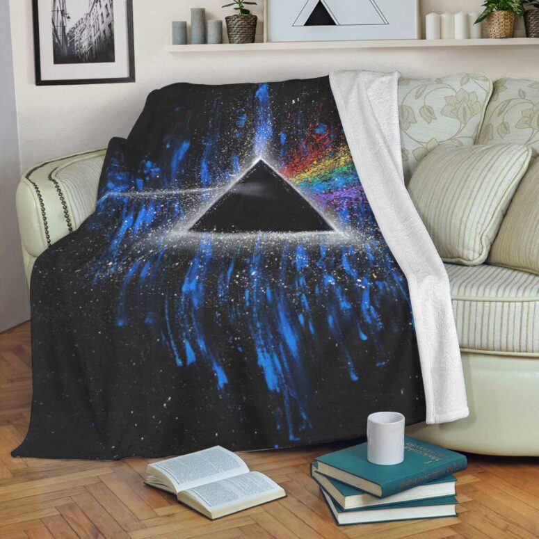 Pink Floyd Fleece Blanket - Dark Side Of Moon Art Blue Premium