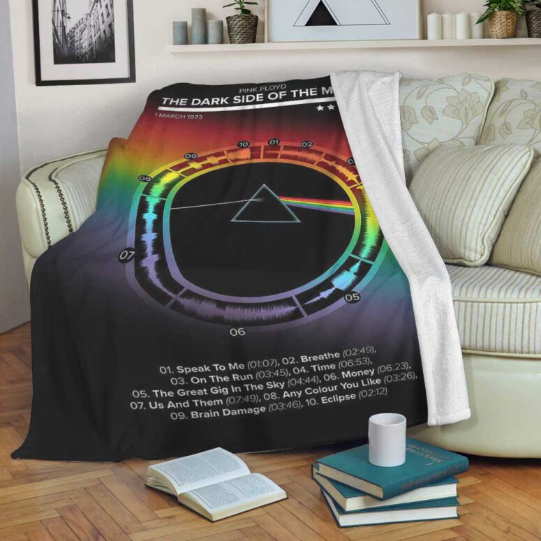 Pink Floyd Fleece Blanket - The Dark Side Of The Moon 1973 Waveform Premium Pink Floyd Fleece Blanket - The Dark Side Of The Moon 1973 Waveform Premium
