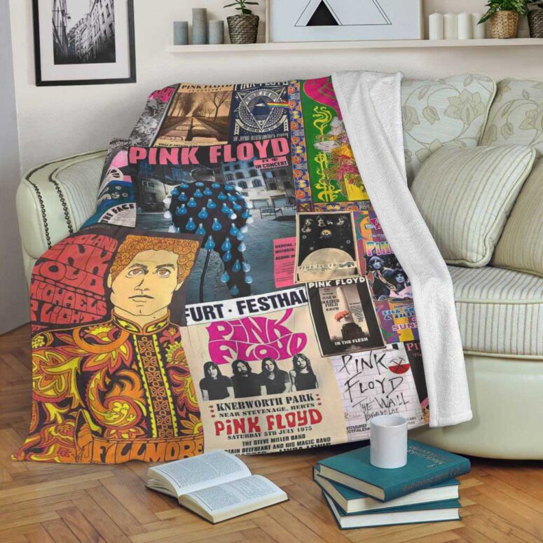 Pink Floyd Fleece Blanket - Vintage Rock Concert Posters Premium Pink Floyd Fleece Blanket - Vintage Rock Concert Posters Premium