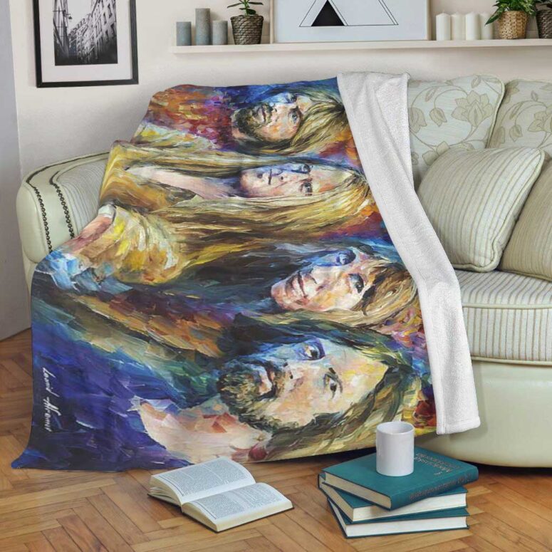 Pink Floyd Fleece Blanket - Water Color Drawing Art Premium Pink Floyd Fleece Blanket - Water Color Drawing Art Premium