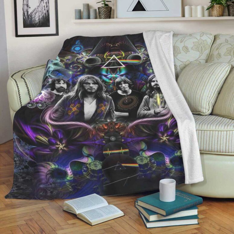 Pink Floyd Fleece Blanket - Dark Side Of The Moon Psychedelic Abstract Art Premium