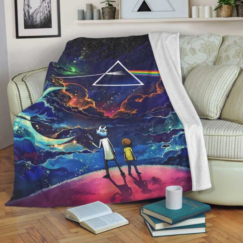 Pink Floyd Fleece Blanket - Rick and Morty The Dark Side Of The Moon Premium Pink Floyd Fleece Blanket - Rick and Morty The Dark Side Of The Moon Premium