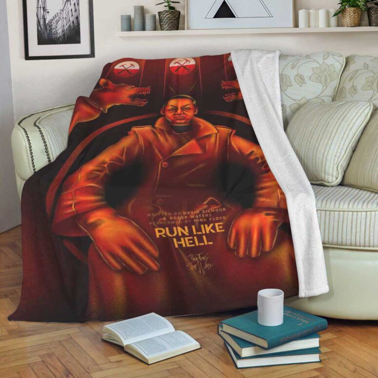 Pink Floyd Fleece Blanket - Run Like Hell Fan Art Premium