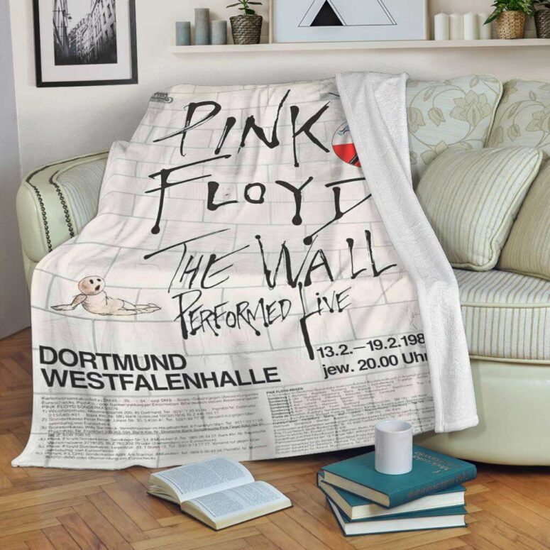 Pink Floyd Fleece Blanket - The Wall Original Vintage Tour Poster for Dortmund Germany 1981 Premium