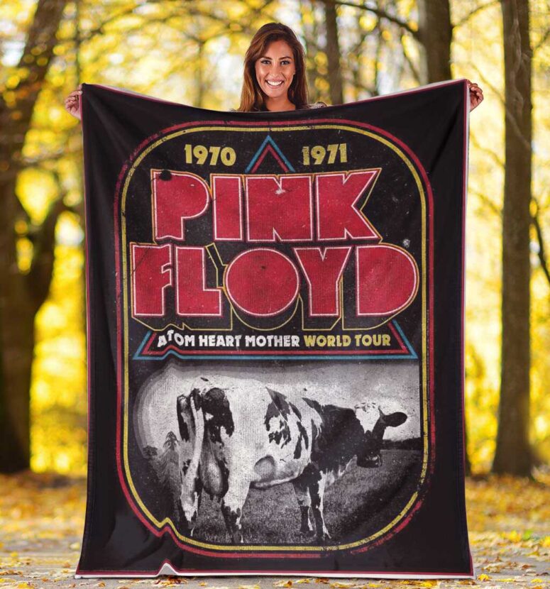 Pink Floyd Fleece Blanket - 1970 1971 Atom Heart Mother World Tour Premium