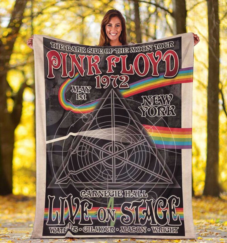 Pink Floyd Fleece Blanket - Carnegie Hall Dark Side Of The Moon Tour Poster Premium