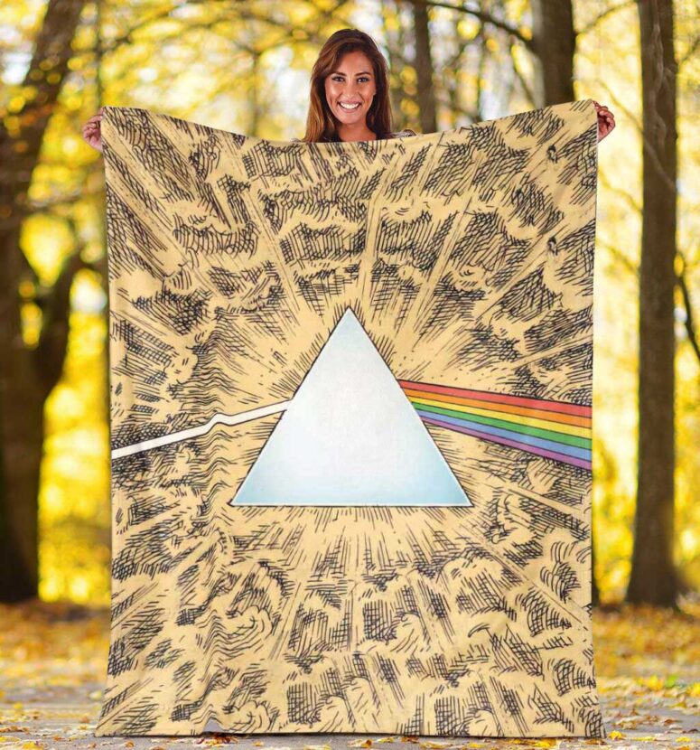 Pink Floyd Fleece Blanket - Dark Side Of The Moon Cartoon Style Premium