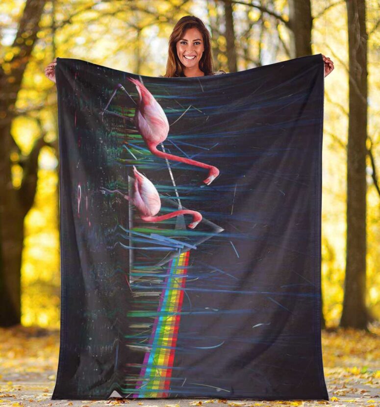 Pink Floyd Fleece Blanket - Flamingo DSOTM Premium Pink Floyd Fleece Blanket - Flamingo DSOTM Premium
