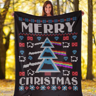 Pink Floyd Fleece Blanket - Merry Christmas Dark Side Of The Moon  Premium
