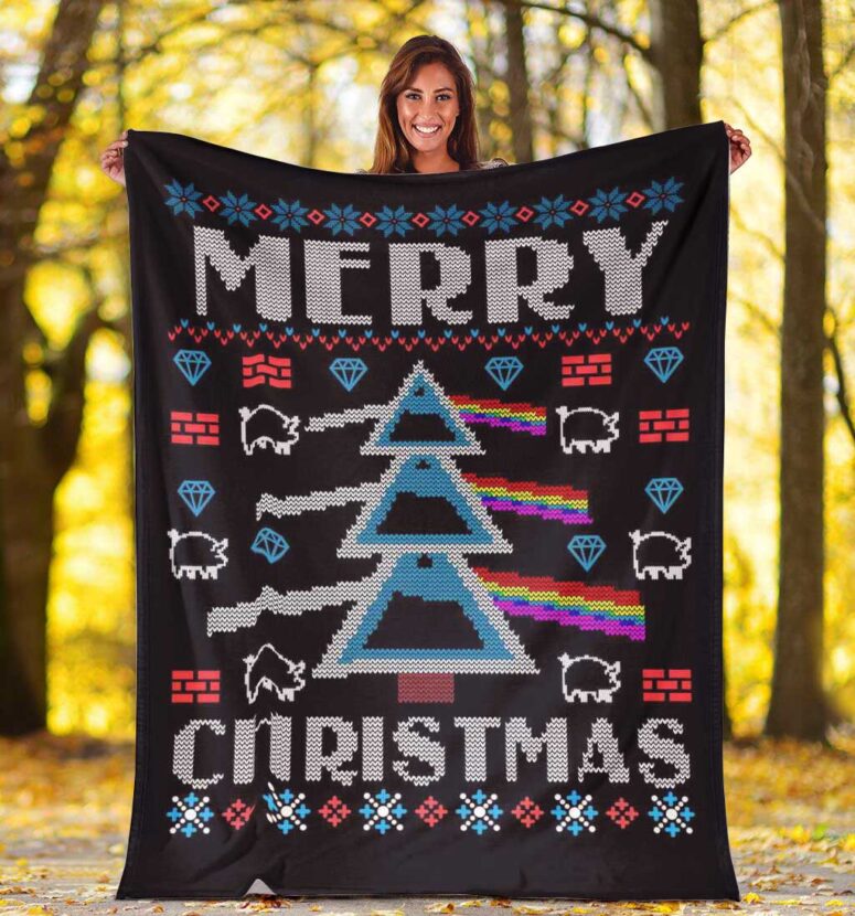Pink Floyd Fleece Blanket - Merry Christmas Dark Side Of The Moon  Premium