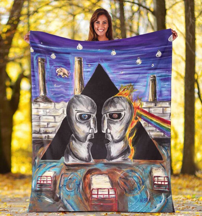 Pink Floyd Fleece Blanket - Album Cover Drawing Art Premium Pink Floyd Fleece Blanket - Album Cover Drawing Art Premium