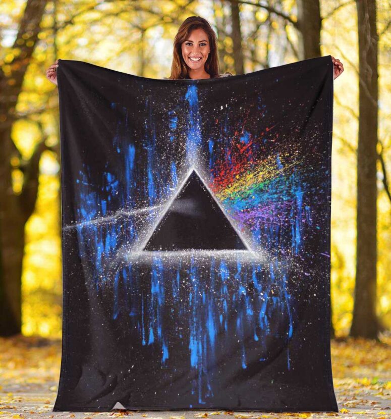 Pink Floyd Fleece Blanket - Dark Side Of Moon Art Blue Premium