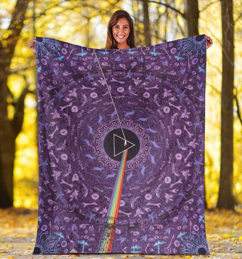 Pink Floyd Fleece Blanket - Dark Side of the Moon Album Psychedelic Premium Pink Floyd Fleece Blanket - Dark Side of the Moon Album Psychedelic Premium