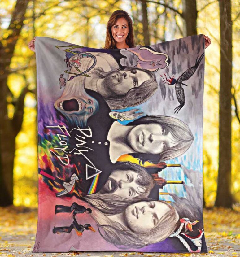 Pink Floyd Fleece Blanket - Drawing Fan Art Premium Pink Floyd Fleece Blanket - Drawing Fan Art Premium