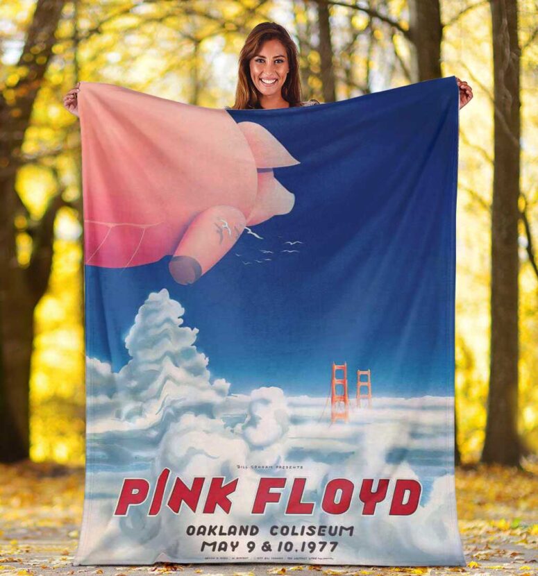 Pink Floyd Fleece Blanket - Oakland Coliseum Poster Premium Pink Floyd Fleece Blanket - Oakland Coliseum Poster Premium
