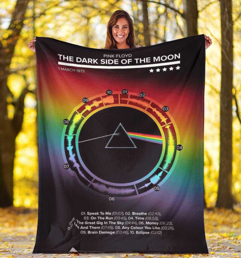 Pink Floyd Fleece Blanket - The Dark Side Of The Moon 1973 Waveform Premium Pink Floyd Fleece Blanket - The Dark Side Of The Moon 1973 Waveform Premium