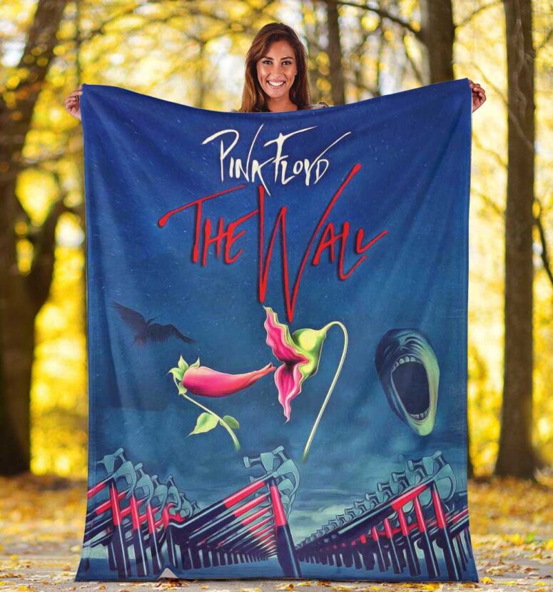 Pink Floyd Fleece Blanket - The Wall Hammer Flower Screaming Face Premium