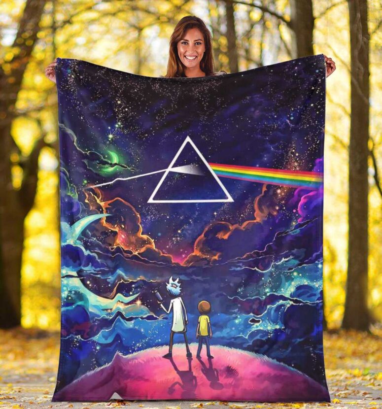 Pink Floyd Fleece Blanket - Rick and Morty The Dark Side Of The Moon Premium Pink Floyd Fleece Blanket - Rick and Morty The Dark Side Of The Moon Premium