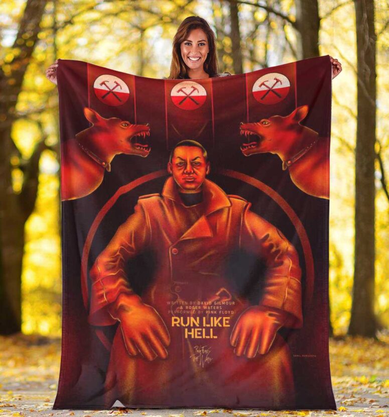 Pink Floyd Fleece Blanket - Run Like Hell Fan Art Premium
