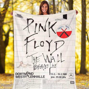 Pink Floyd Fleece Blanket - The Wall Original Vintage Tour Poster for Dortmund Germany 1981 Premium