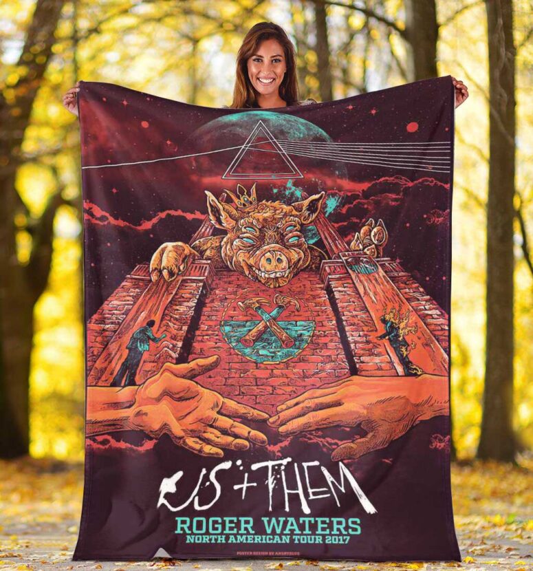 Pink Floyd Fleece Blanket - US x Them American Tour Premium Pink Floyd Fleece Blanket - US x Them American Tour Premium