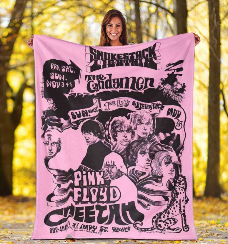 Pink Floyd Fleece Blanket - Venice Kaliforniyada Cheetah klubu 1967 Premium
