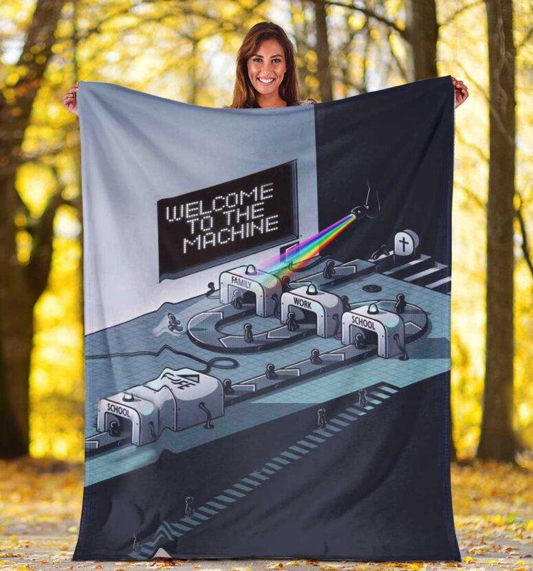 Pink Floyd Fleece Blanket - Welcome To The Machine Premium Pink Floyd Fleece Blanket - Welcome To The Machine Premium