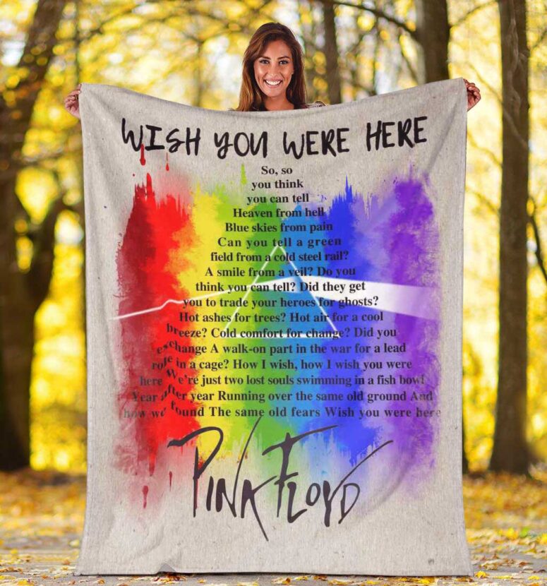 Pink Floyd Fleece Blanket - Wish You were here lyric Premium