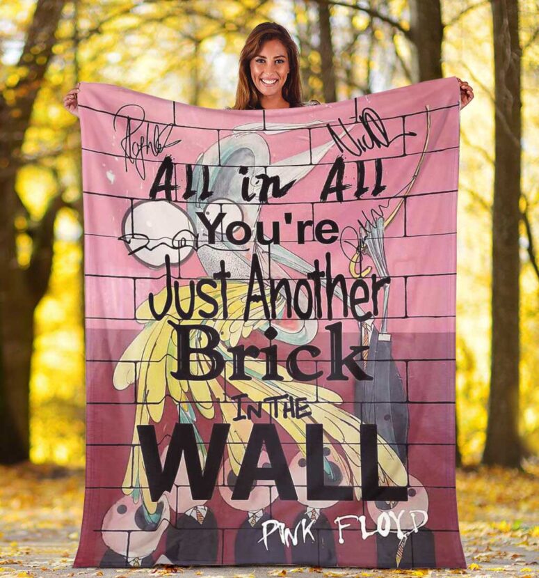 Pink Floyd Fleece Blanket - You Are Just Another Brick In The Wall Signature Premium Pink Floyd Fleece Blanket - You Are Just Another Brick In The Wall Signature Premium