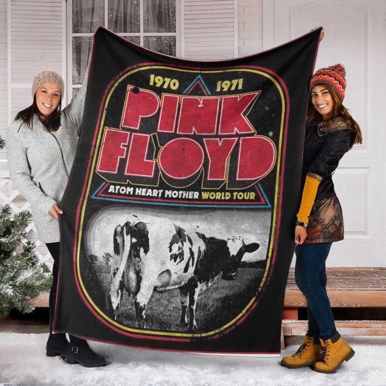 Pink Floyd Fleece Blanket - 1970 1971 Atom Heart Mother World Tour Premium