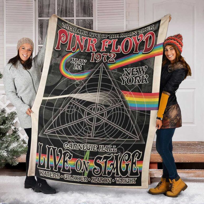 Pink Floyd Fleece Blanket - Carnegie Hall Dark Side Of The Moon Tour Poster Premium